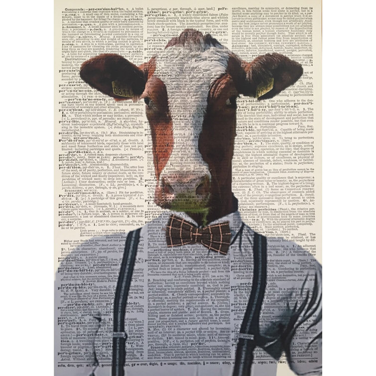 Happy Larry A3 Cow Dictionary Print Farm Animal Wall Art Funny